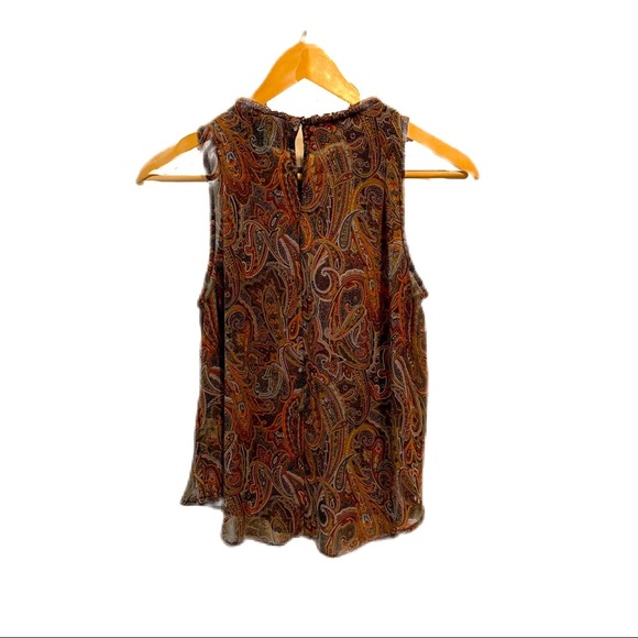 ASTR the Label bead swing top paisley print blouse tank top semi sheer Small - Picture 3 of 9